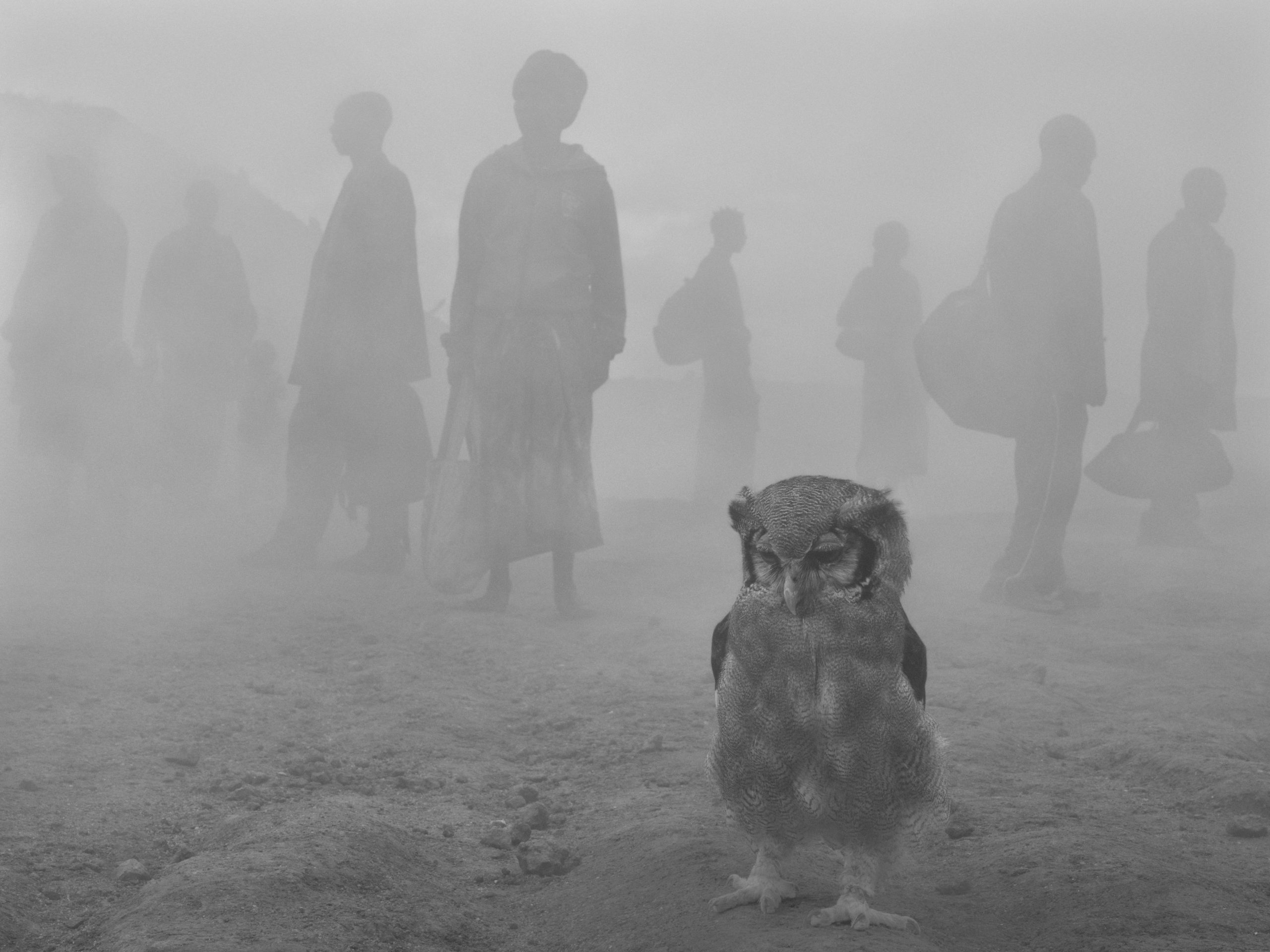 Harriet and People in Fog, Zimbabwe, 2020. © Nick Brandt
